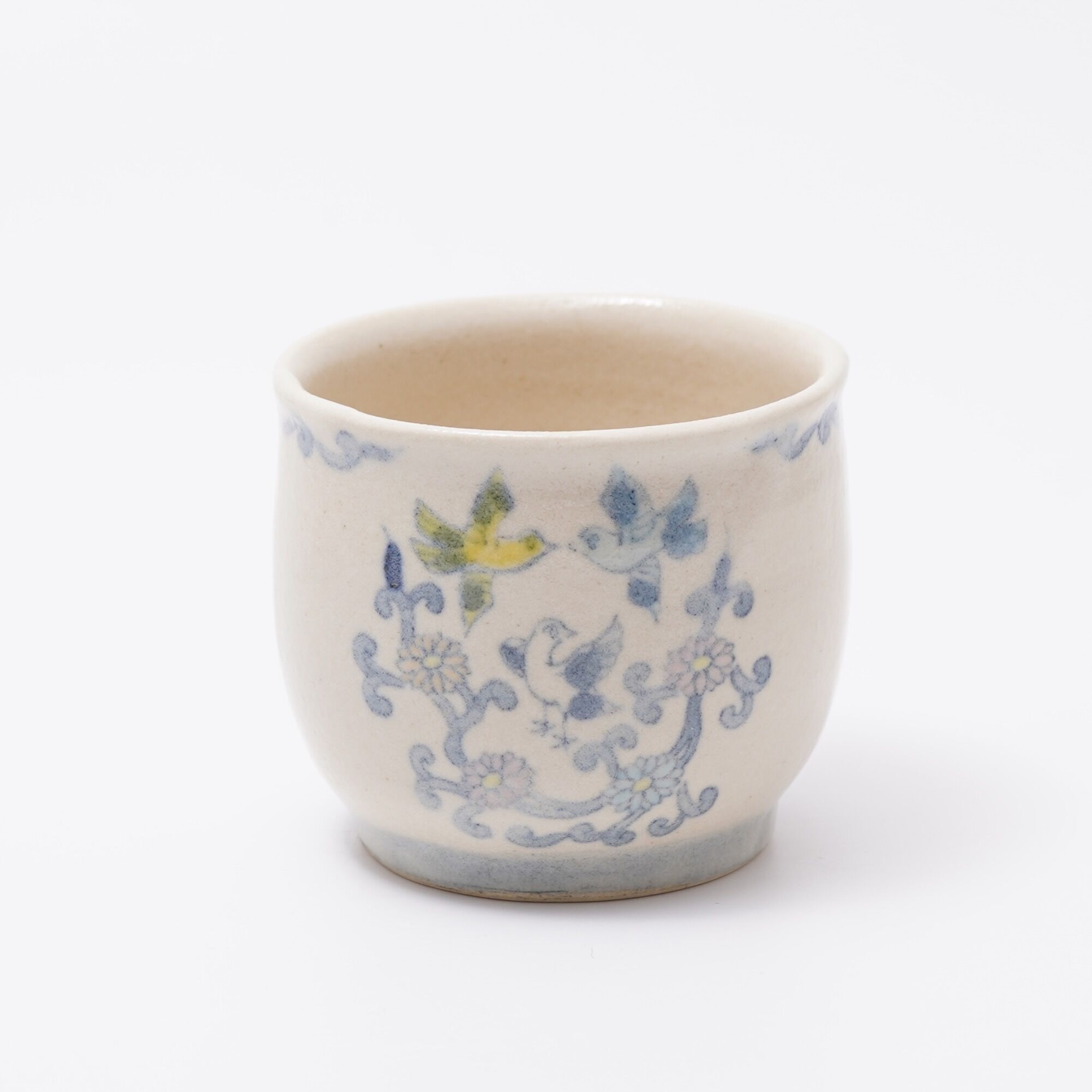 呉須色絵花鳥カップ