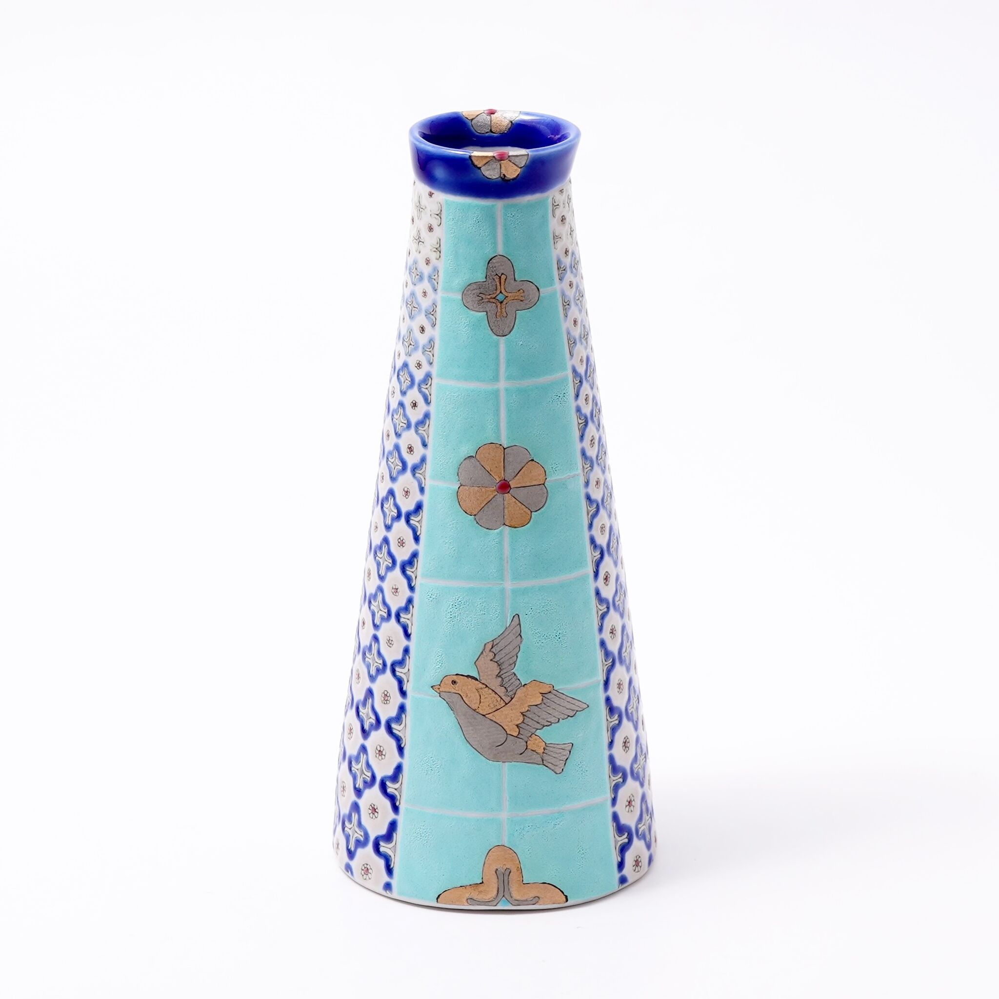 一輪挿し 群青の花タイル