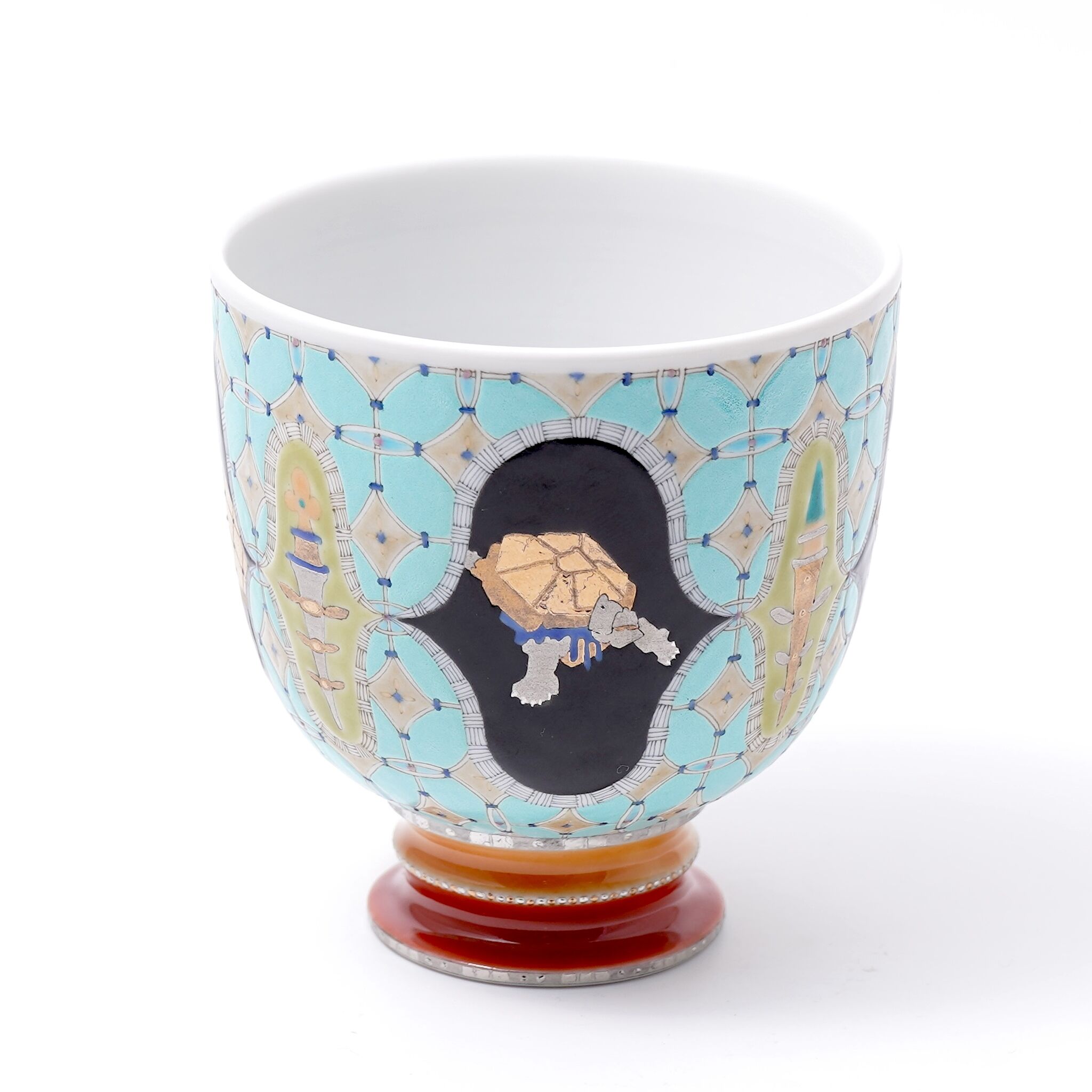 ゴブレット 亀/乳濁青/タイル